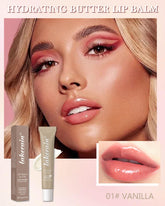 Lip Butter Balm Vanilla, Hydrating Tinted Butter Lip Gloss,Clear Lip Mask Lip Care Moisturizer,Smooth Lip Treatment Balm,Non-Sticky Jelly Glow Reviver Fat Lip Oil,Women’s Day Makeup Gift for Women-01